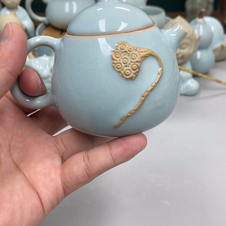 瓷天青色龙蛋壶张君老师