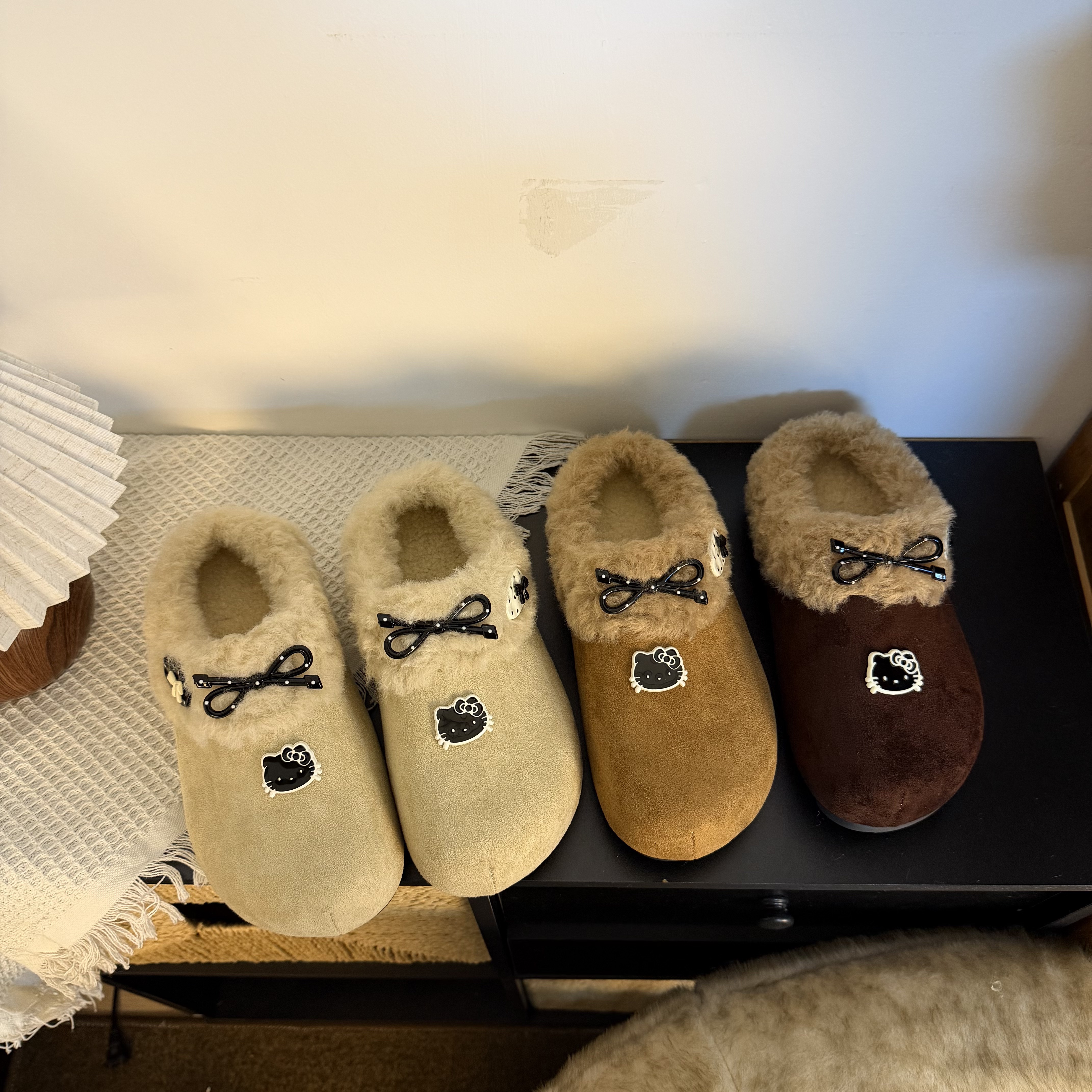 可爱内增高厚底勃肯棉拖鞋女外穿2025新款冬季加绒毛毛包头半拖鞋