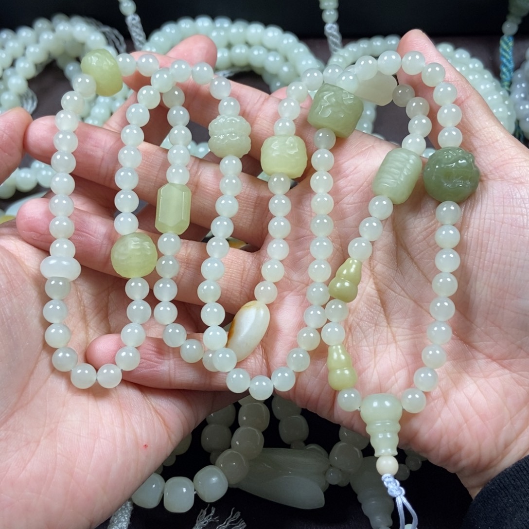 和田玉未镶嵌把件道系流珠