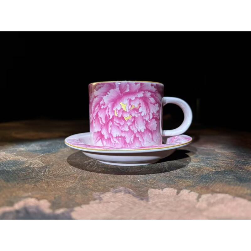 粉色牡丹杯碟套装 A11048