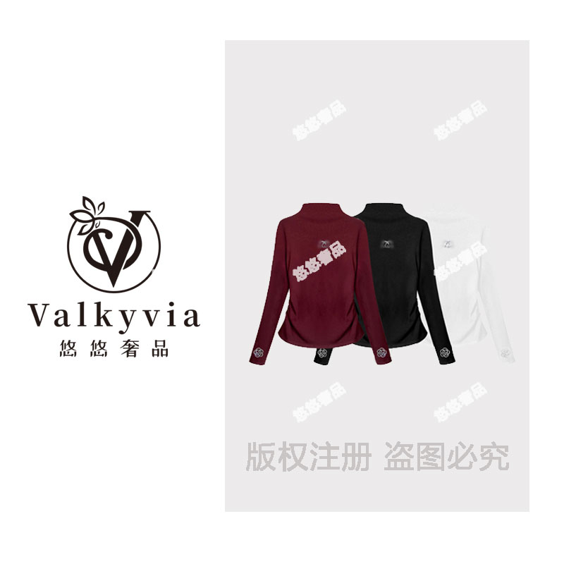 【Valkyvia/悠悠奢品】63992#时尚百搭修身收腰烫钻T恤2025休闲上衣