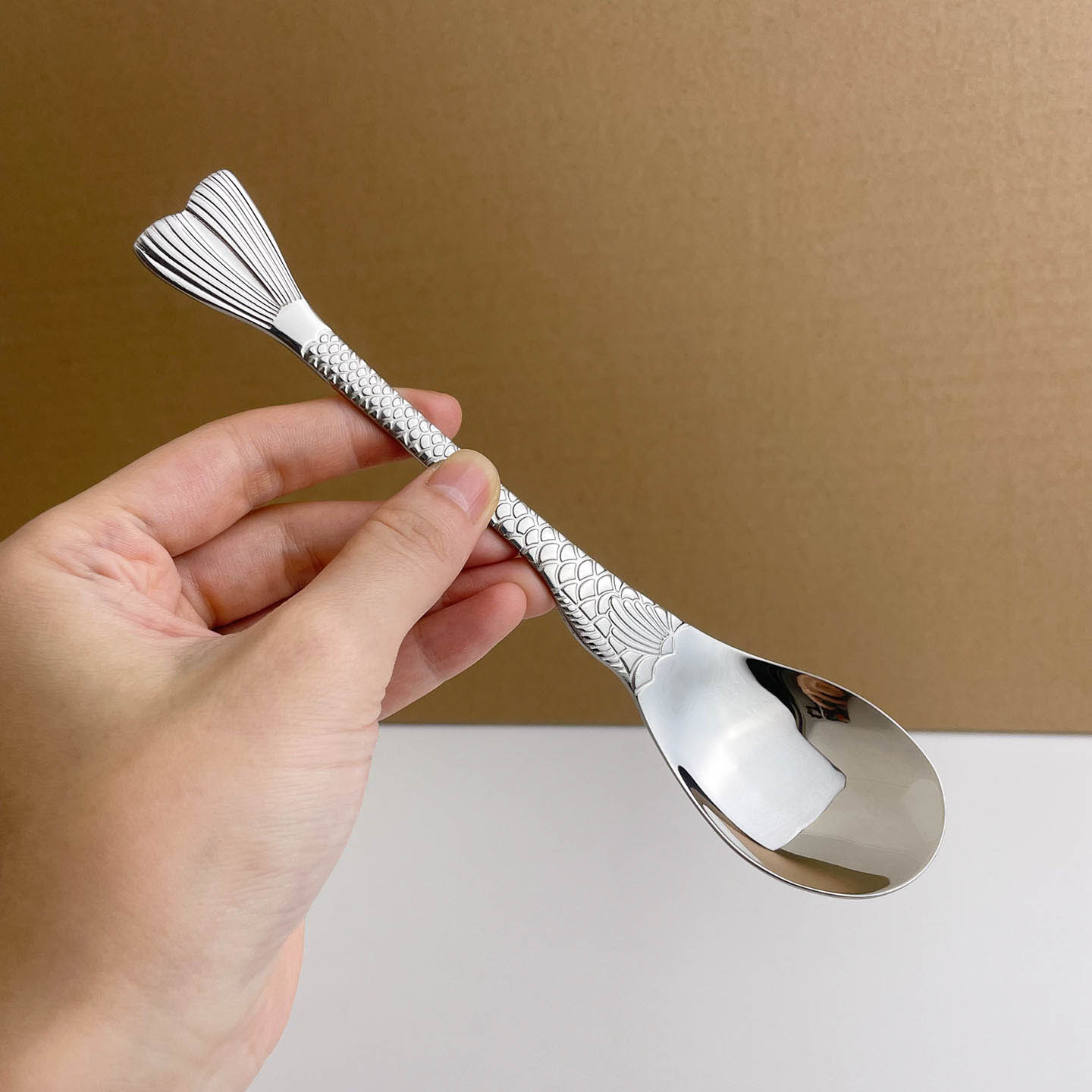 304鱼尾造型吃饭勺长度18.3㎝家用厨房创意家用汤匙网红长柄