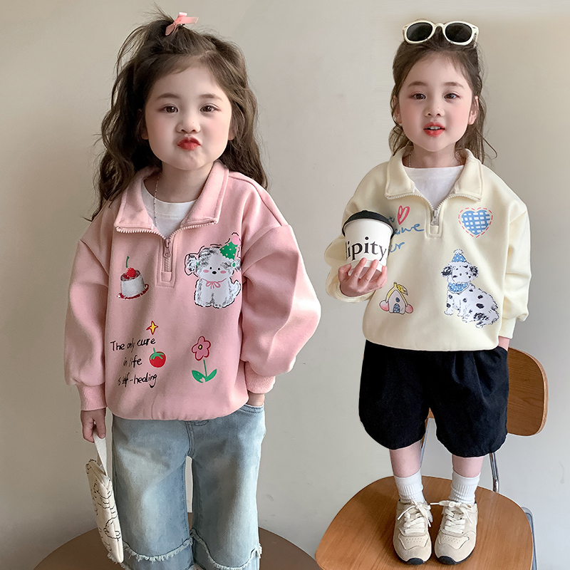 女童春秋卫衣2025新款儿童春装洋气时尚女宝宝春季休闲宽松上衣潮