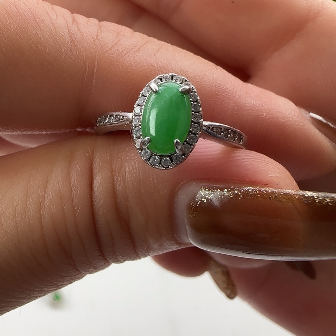 翡翠银S925镶嵌戒指