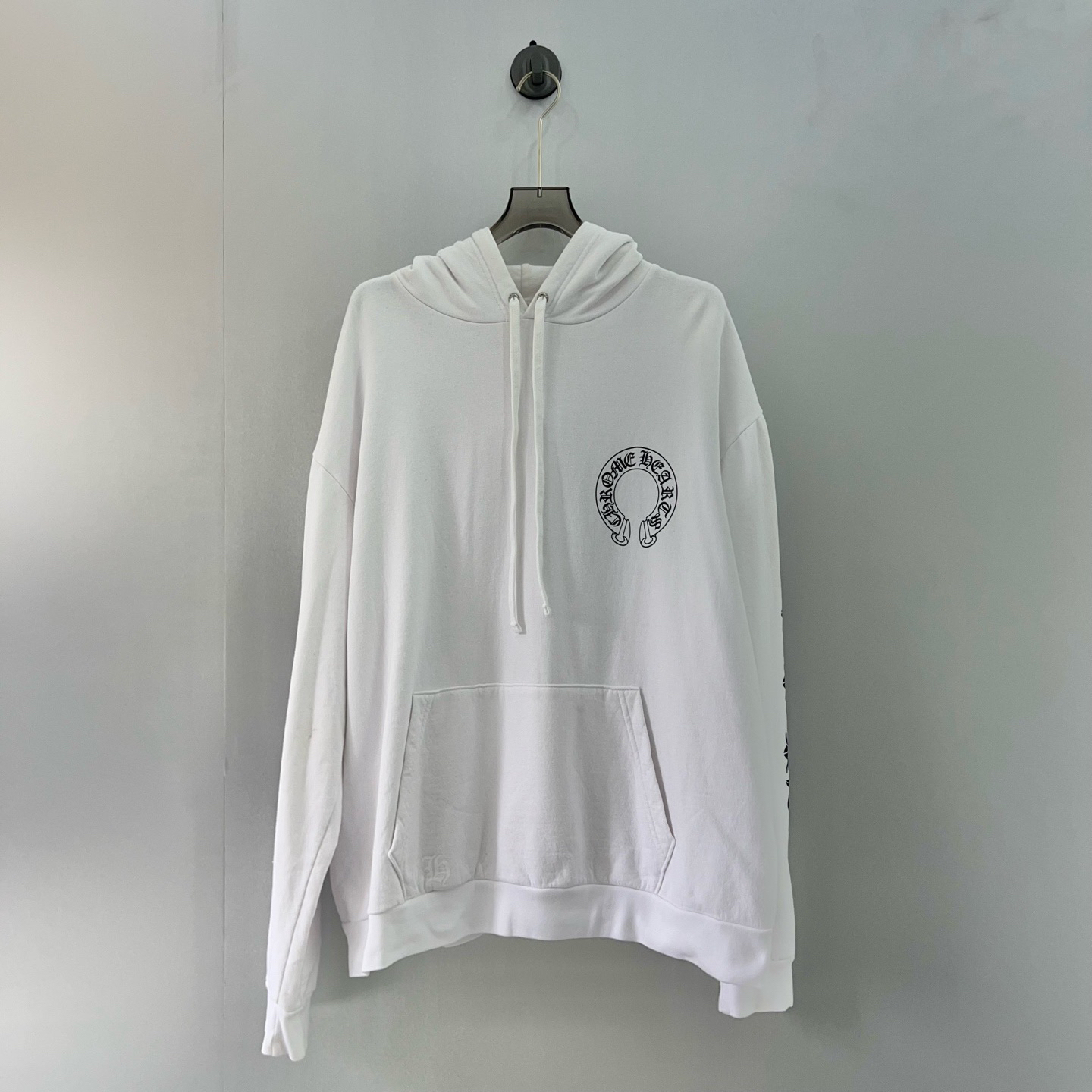未使用 Chrome Hearts/克罗心 白色马蹄花臂套头帽衫/XXL码（北京）