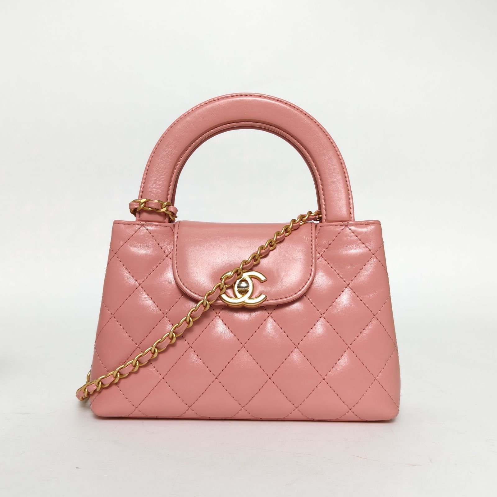 95新 Chanel/香奈儿 【双双】23K Kelly 手提包 小号 粉色芯片开 