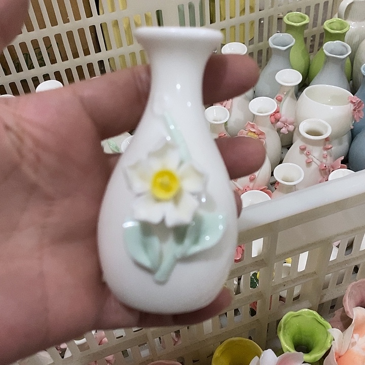 瓷片纯手工陶瓷花摆件瑕
