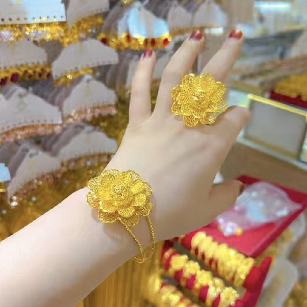 铜合金手镯 金色新款花朵手镯