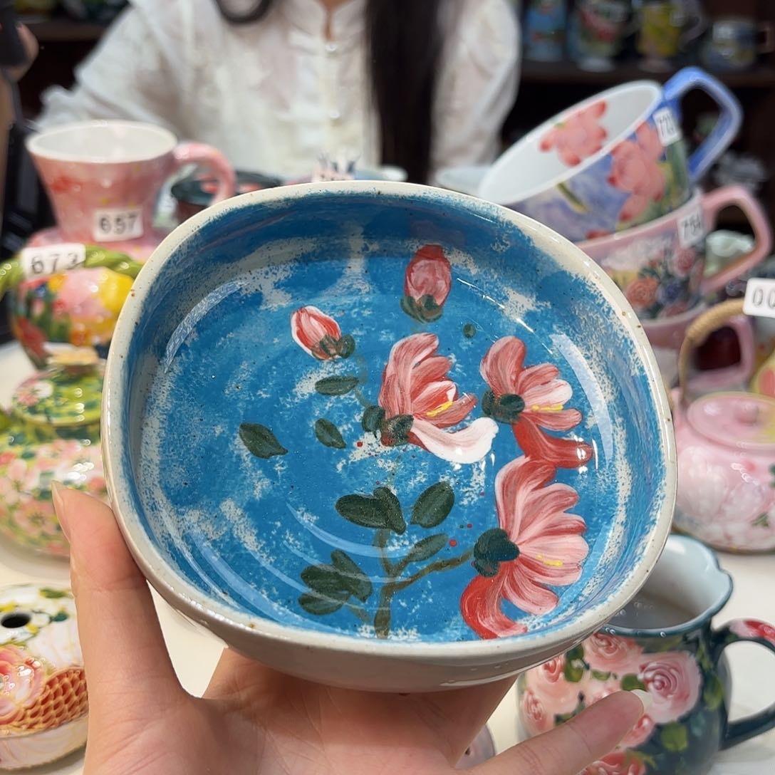 瓷片景德镇手绘高温釉下彩陶瓷茶具