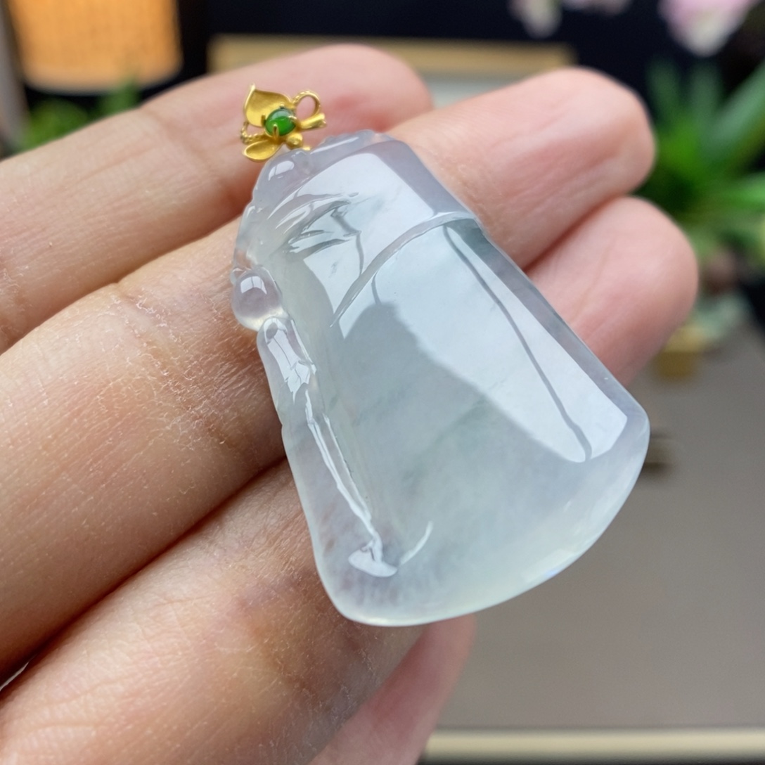 翡翠18K金镶嵌颈饰吊坠13