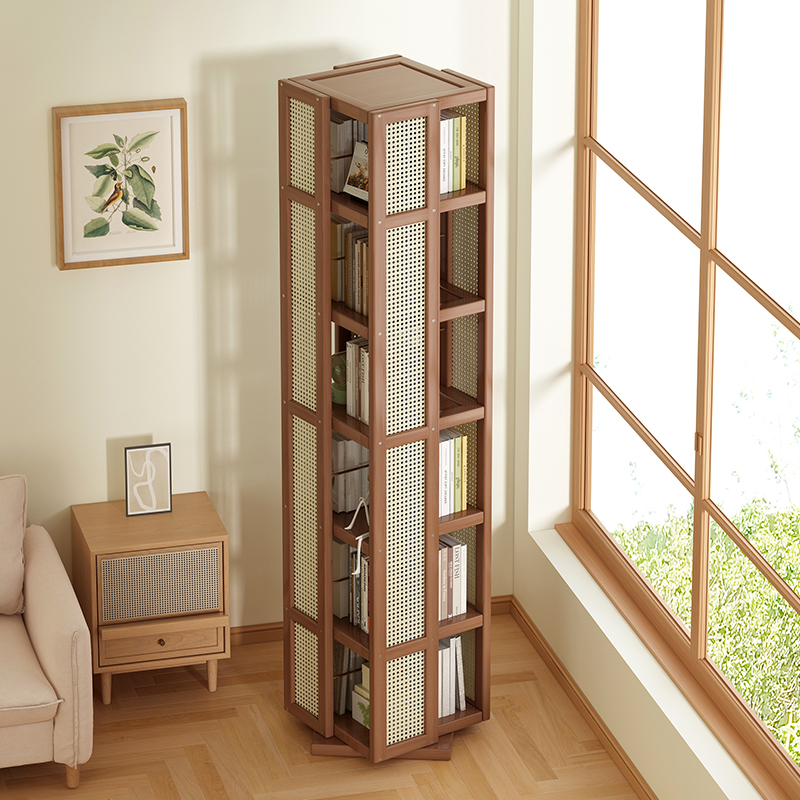 书架落地置物架旋转书柜儿童不占空间客厅转角绘本架简易多层柜子