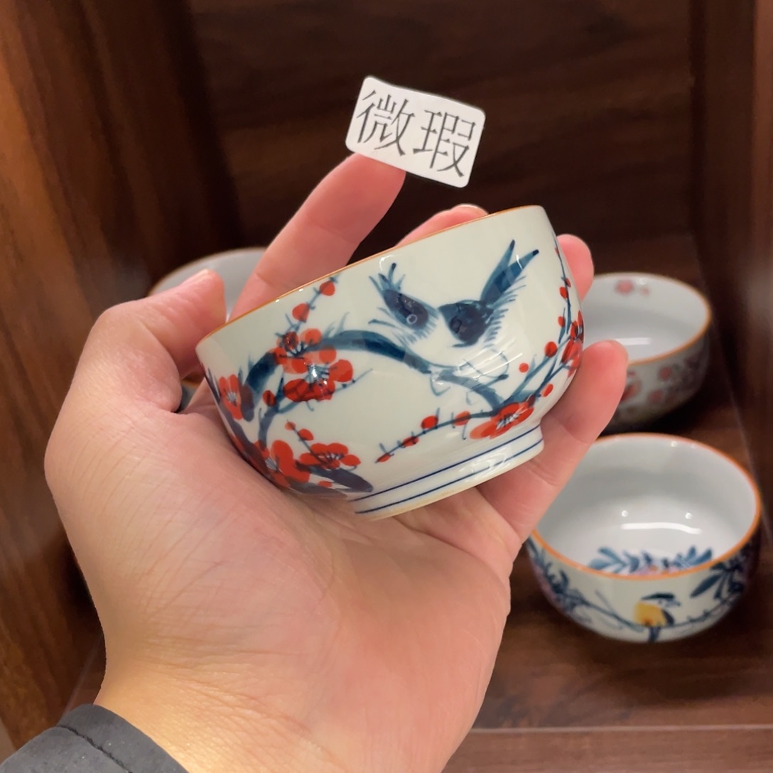 釉下手绘茶具微瑕