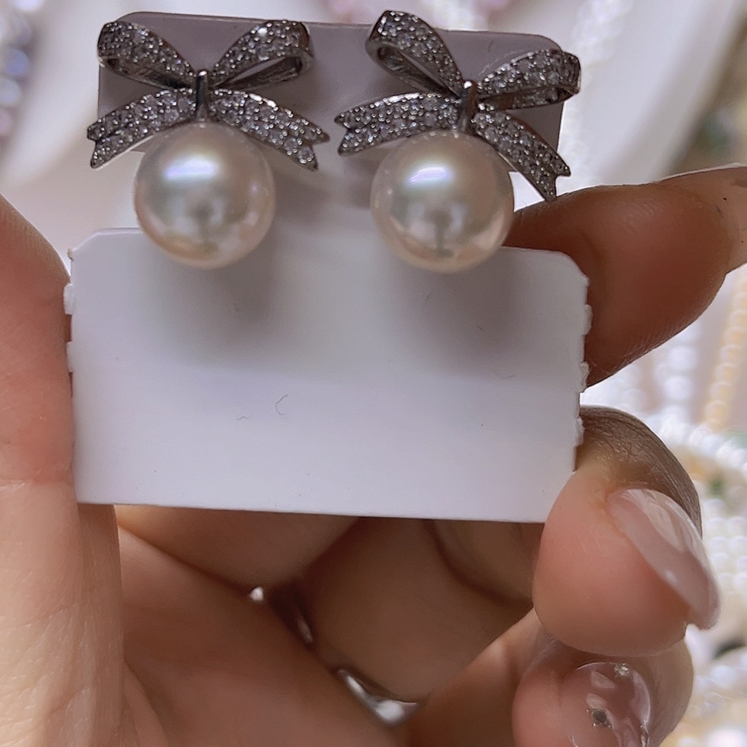 吊坠或者耳钉淡水珍珠银S925镶嵌