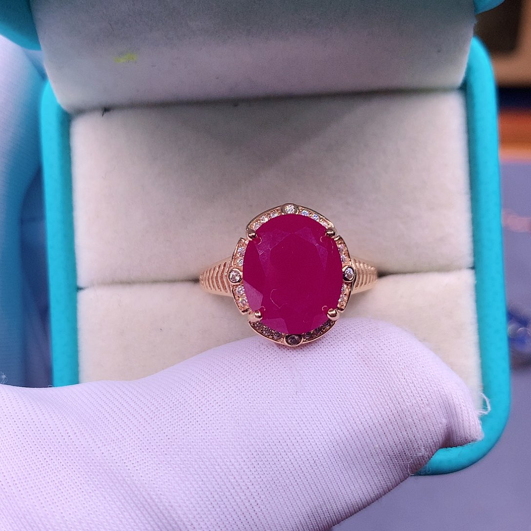 红宝石戒指银S925镶嵌
