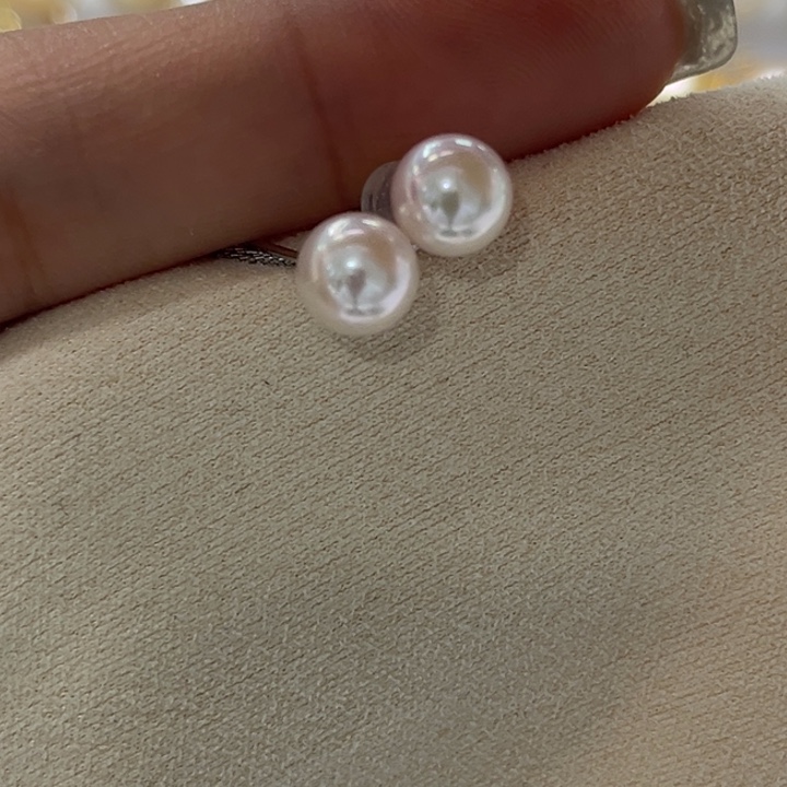 银S925镶嵌耳饰海水珍珠7-8mm74号