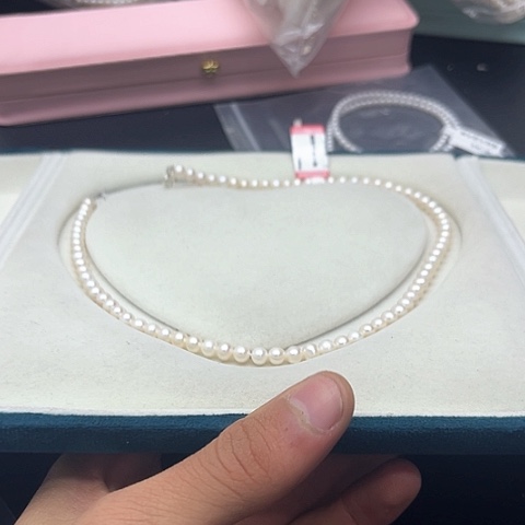 淡水珍珠珍珠项链银S925镶嵌18