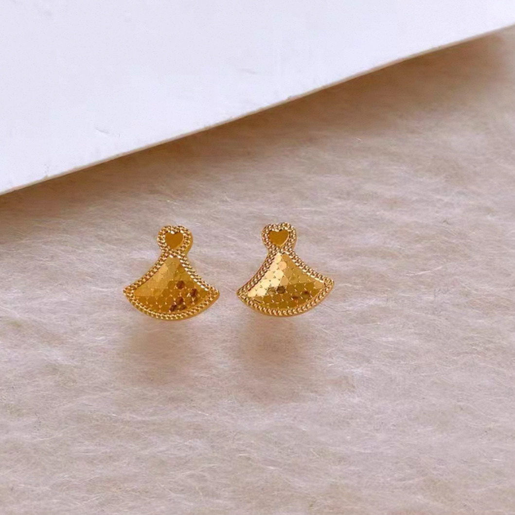 合金耳饰 1765合金高级感爆闪碎冰小裙子耳钉