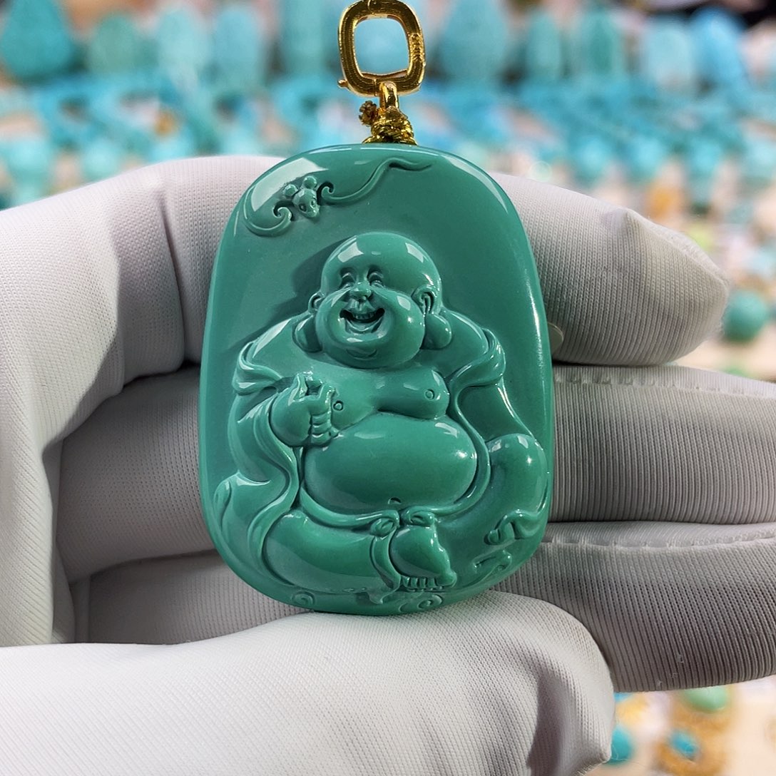 绿松石珠宝奇石18K金镶嵌