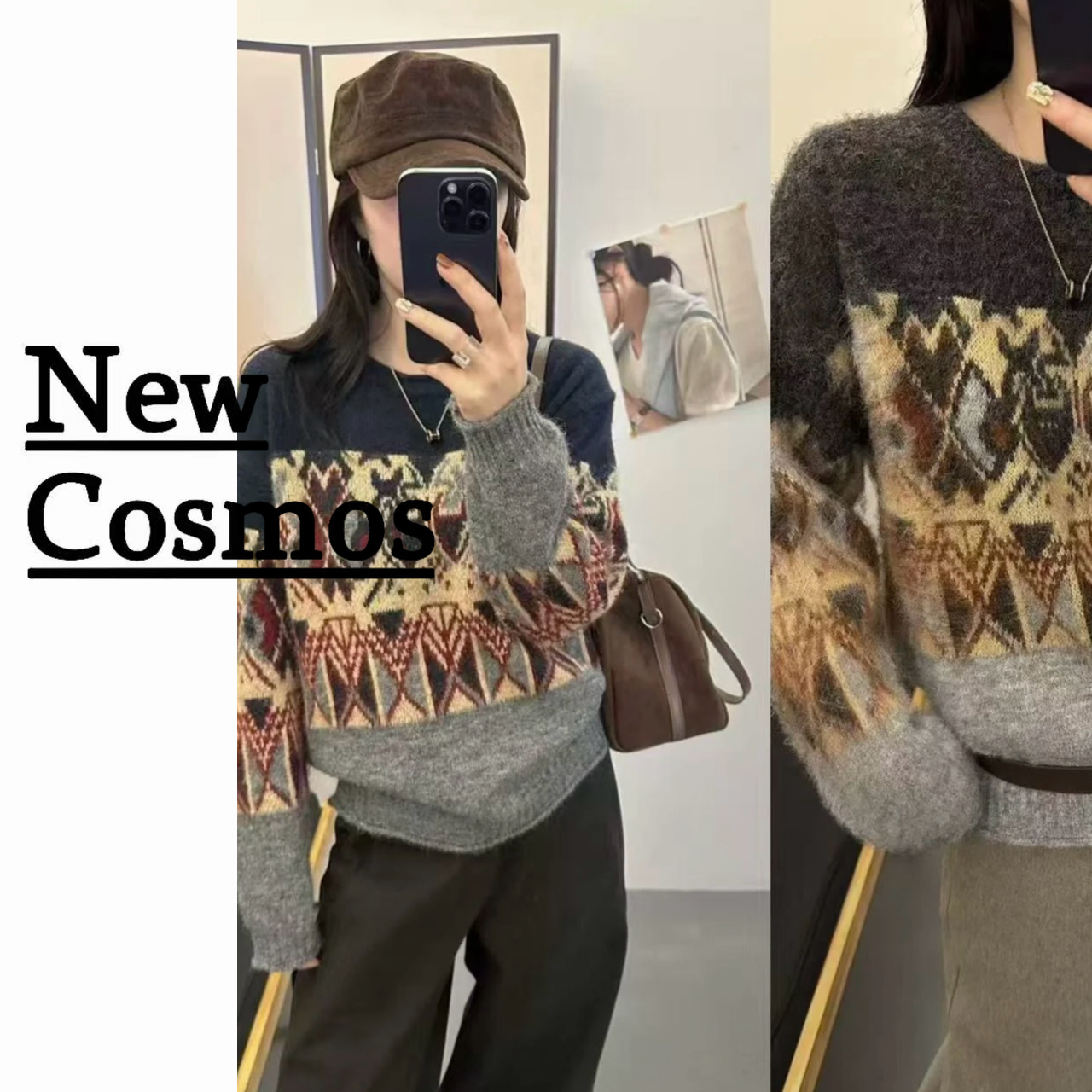 【NEWCOSMOS】棉羊毛毛衣时尚显年轻上衣女