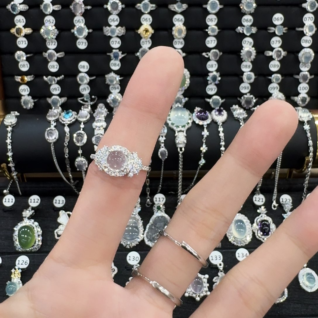 芙蓉石戒指银S925镶嵌徐**.