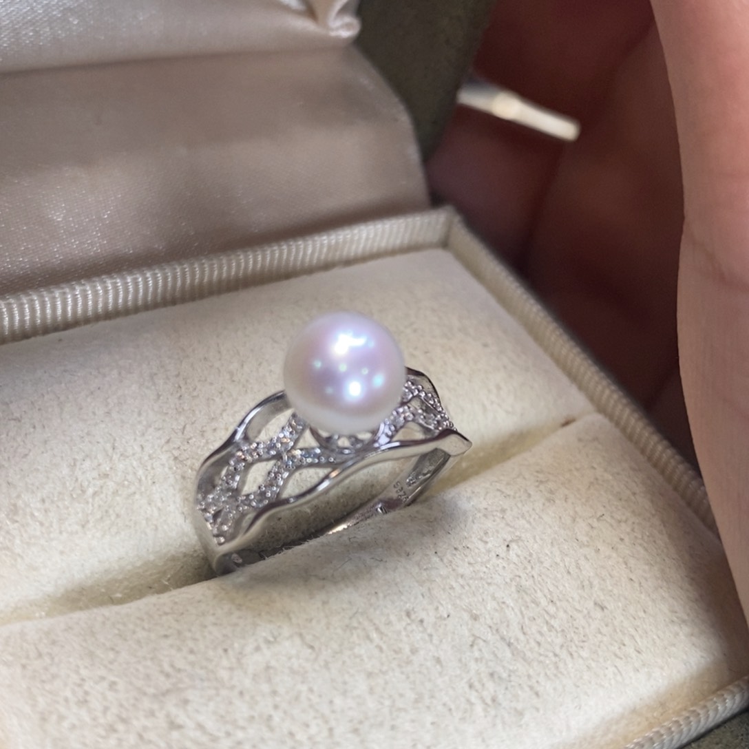 淡水珍珠戒指银S925镶嵌
