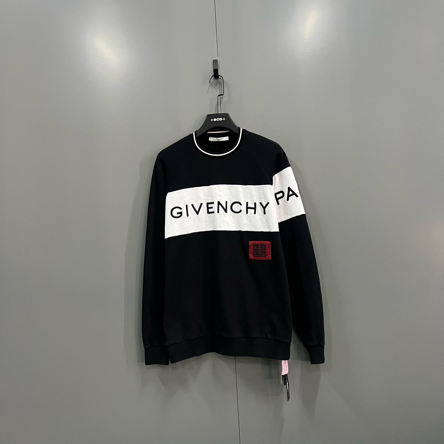 95新 Givenchy/纪梵希 jp1211 拼接大logo圆领卫衣 L码  700203