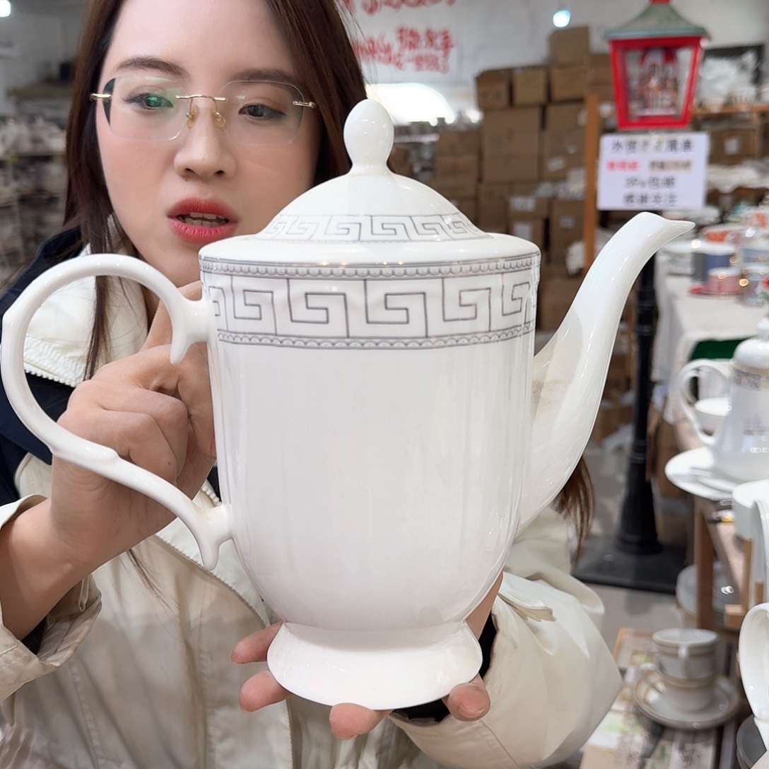 瓷骨瓷咖啡壶一个外贸尾单
