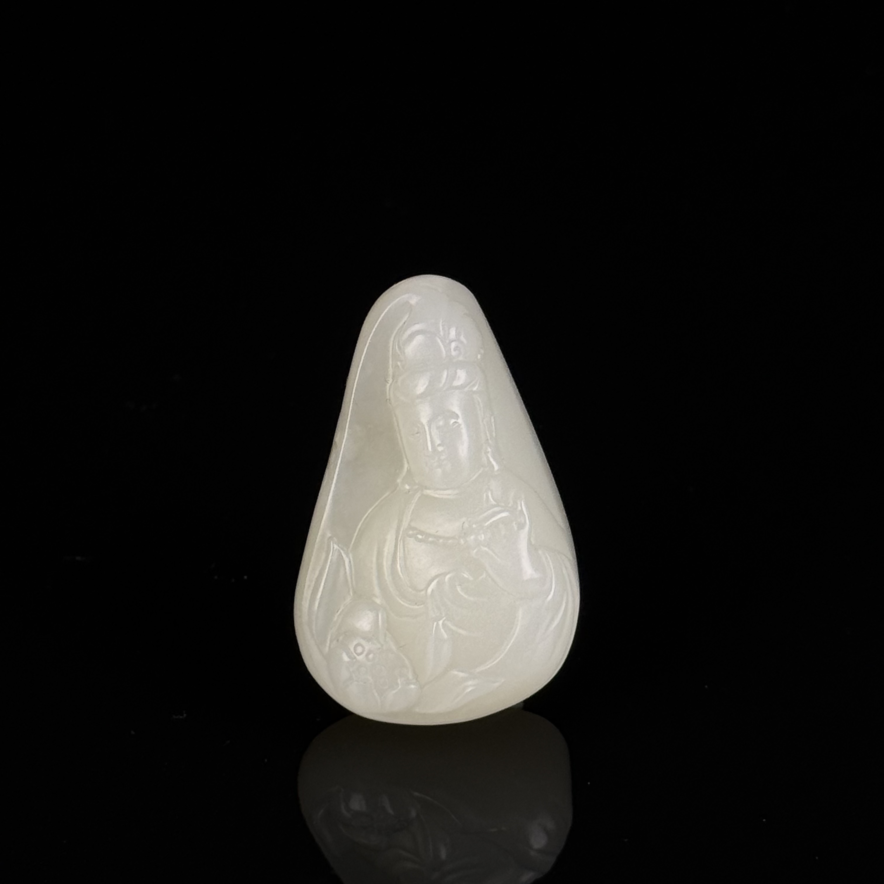 WL627249/民国和田玉观音挂件/上海西香记