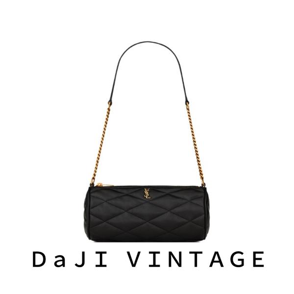 大吉中古/Ysl圣罗兰黑金mini小圆筒单肩包