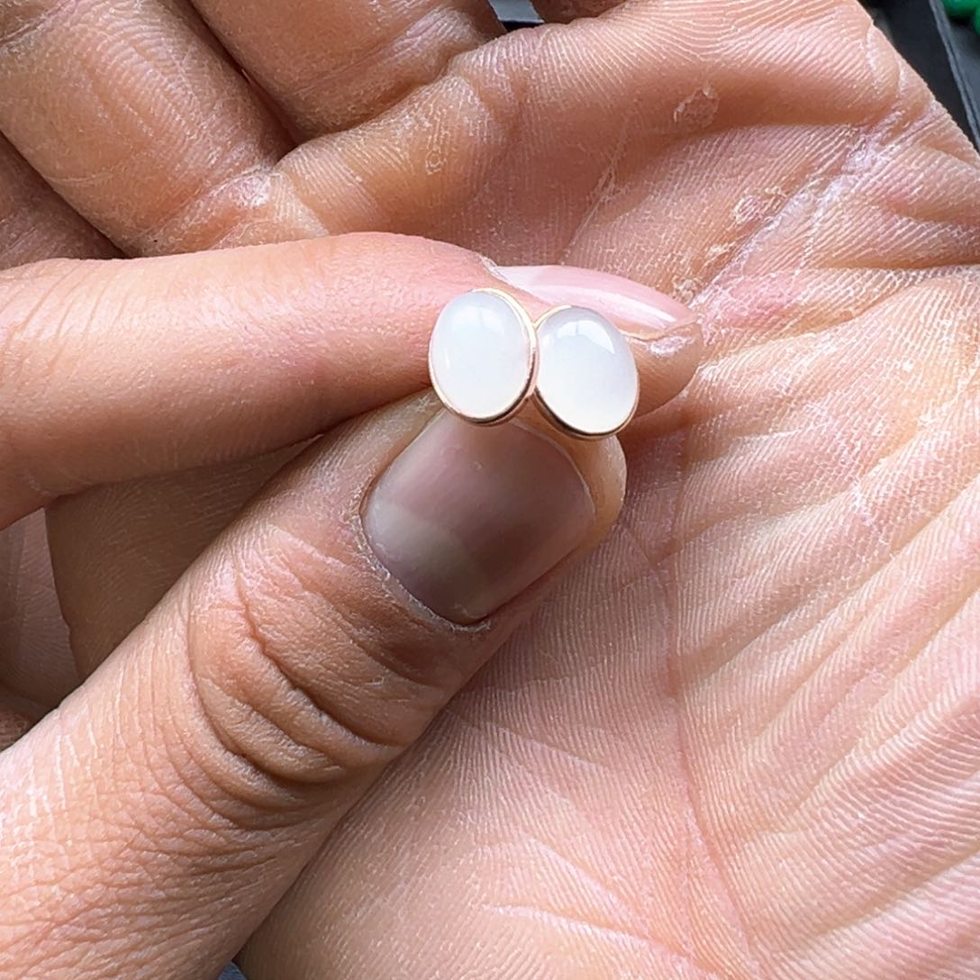 和田玉耳饰银S925镶嵌多样性拍一发一白玉耳钉