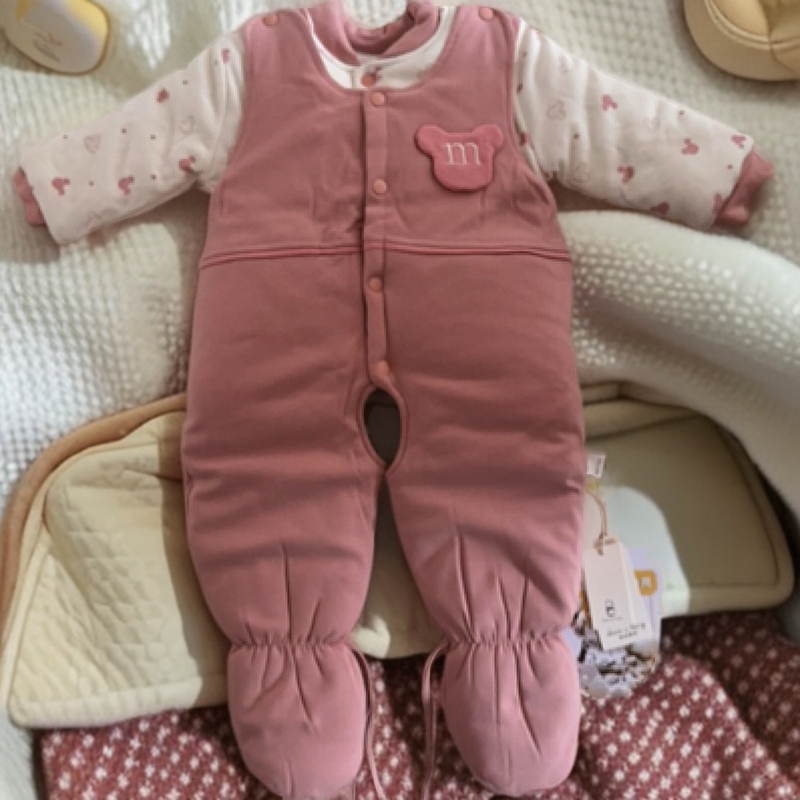 男女宝宝厚棉棉花闭裆背带两件套