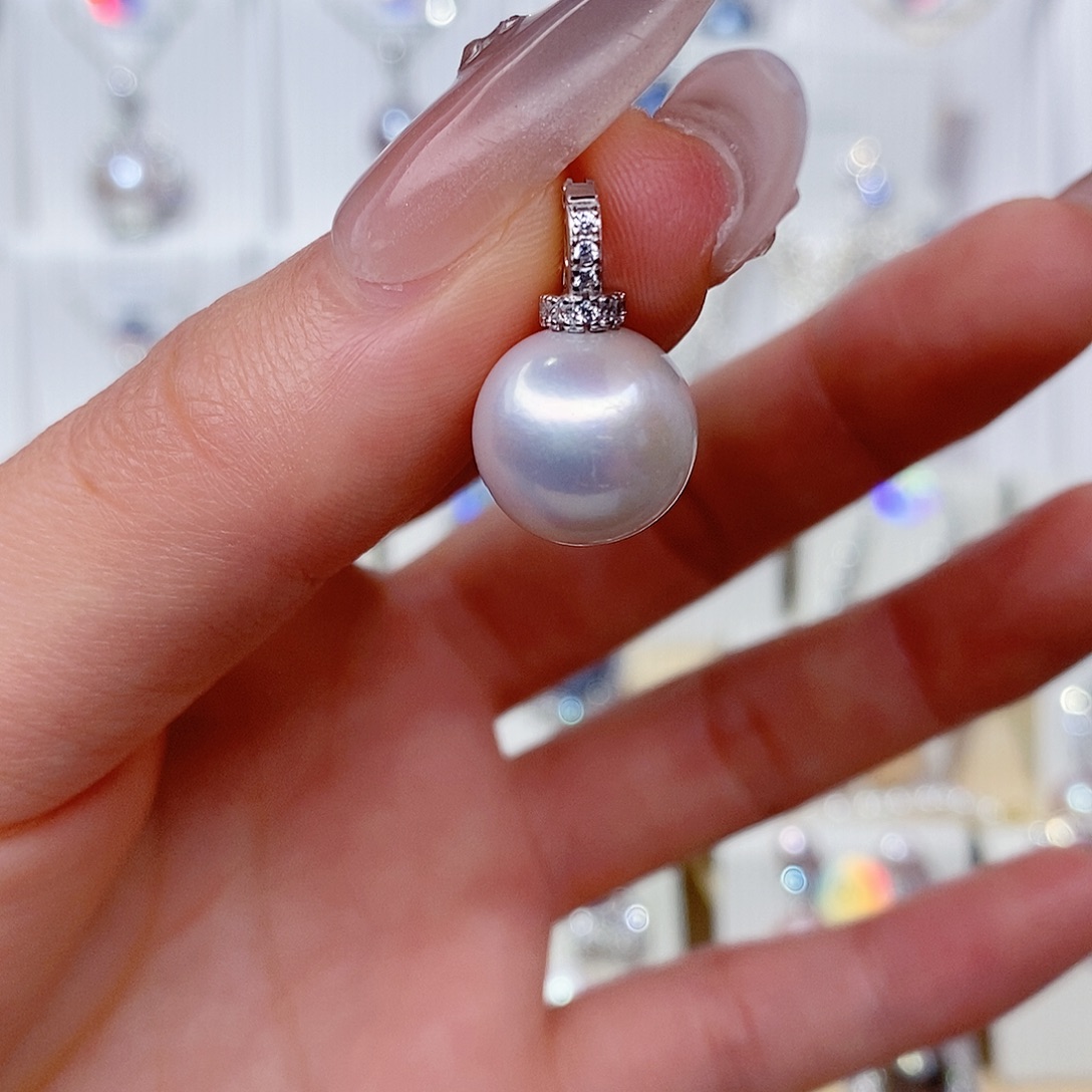 淡水珍珠吊坠(赠链)银S925镶嵌12➕