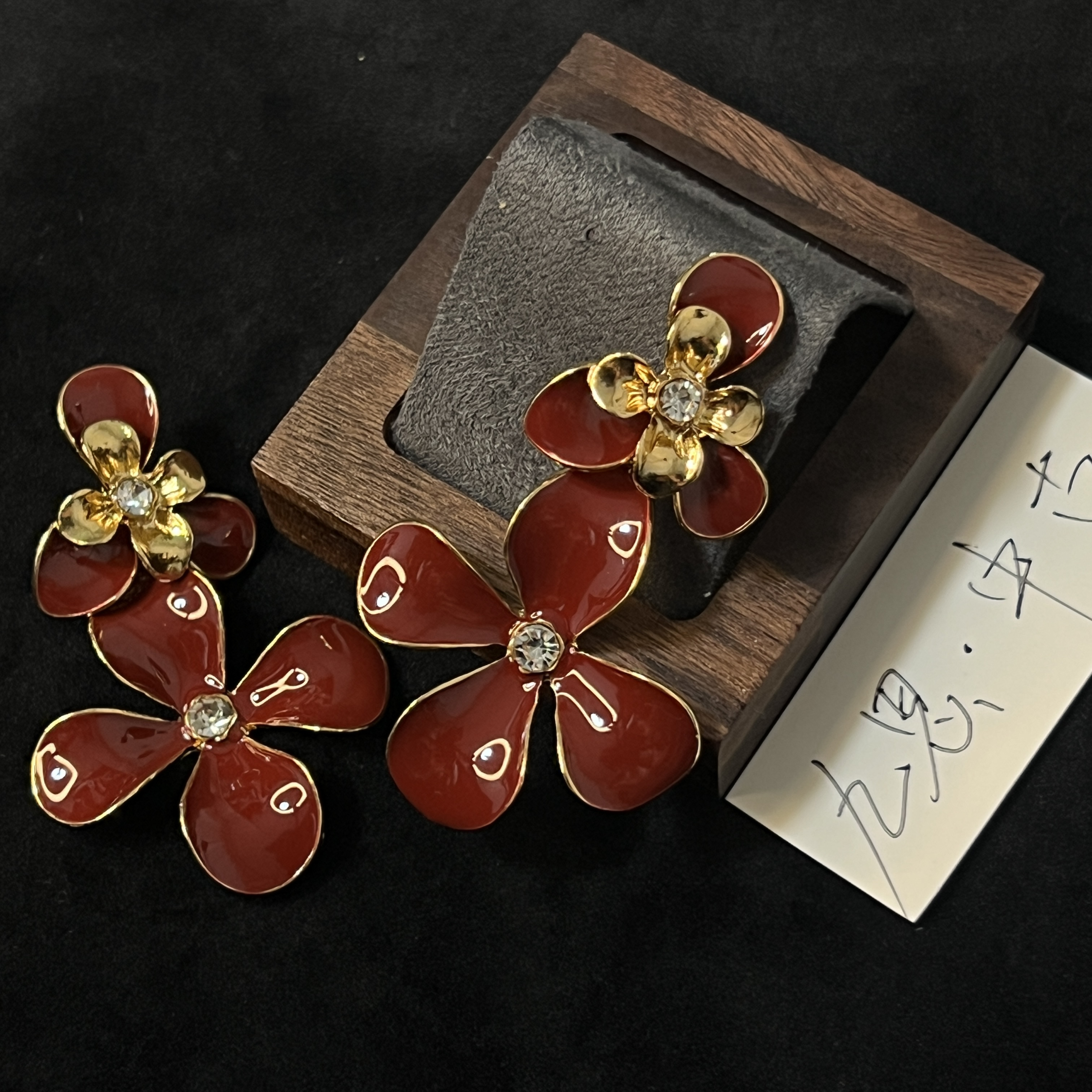 铜合金锆石耳饰 铜合金锆石耳饰 铜合金小白花耳饰 白色法式气质