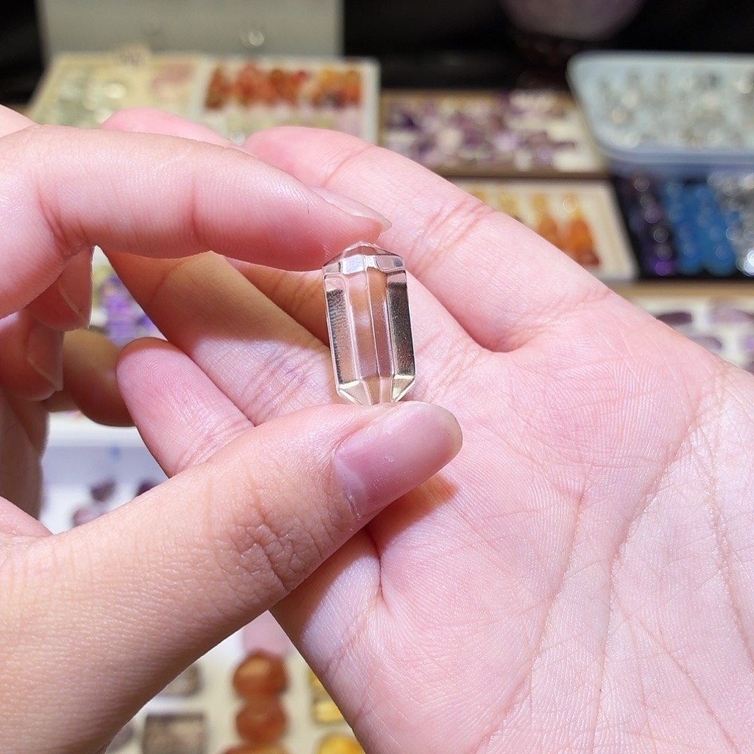 未镶嵌吊坠(不含链)水晶白水 双尖 打孔定制不退换