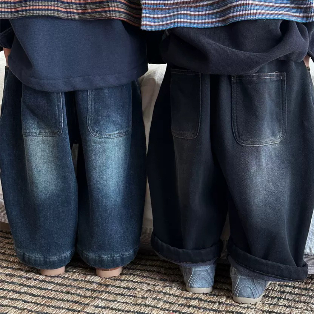 2025儿童冬季复合一体绒牛仔裤男女宝宝加厚直筒裤萝卜裤