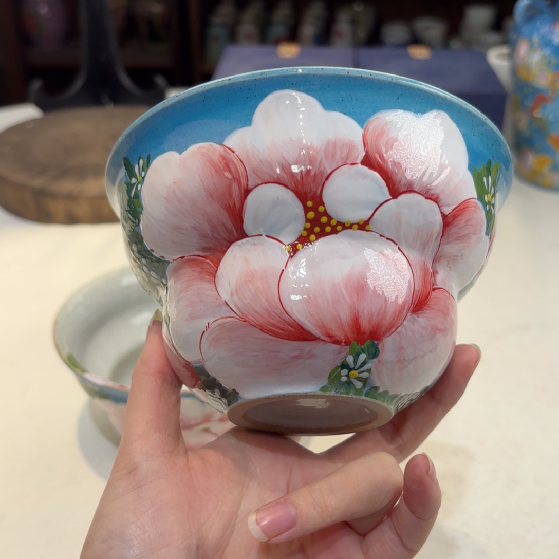 景德镇手绘高温釉下彩陶瓷茶具