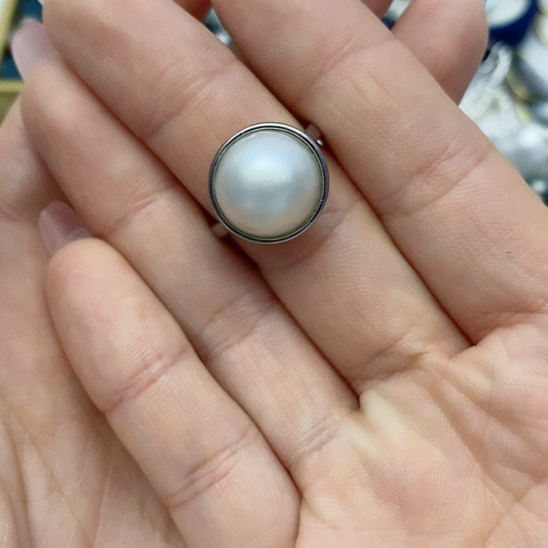【闪购商品】拼合珍珠（马贝珠）戒指银S925镶嵌45