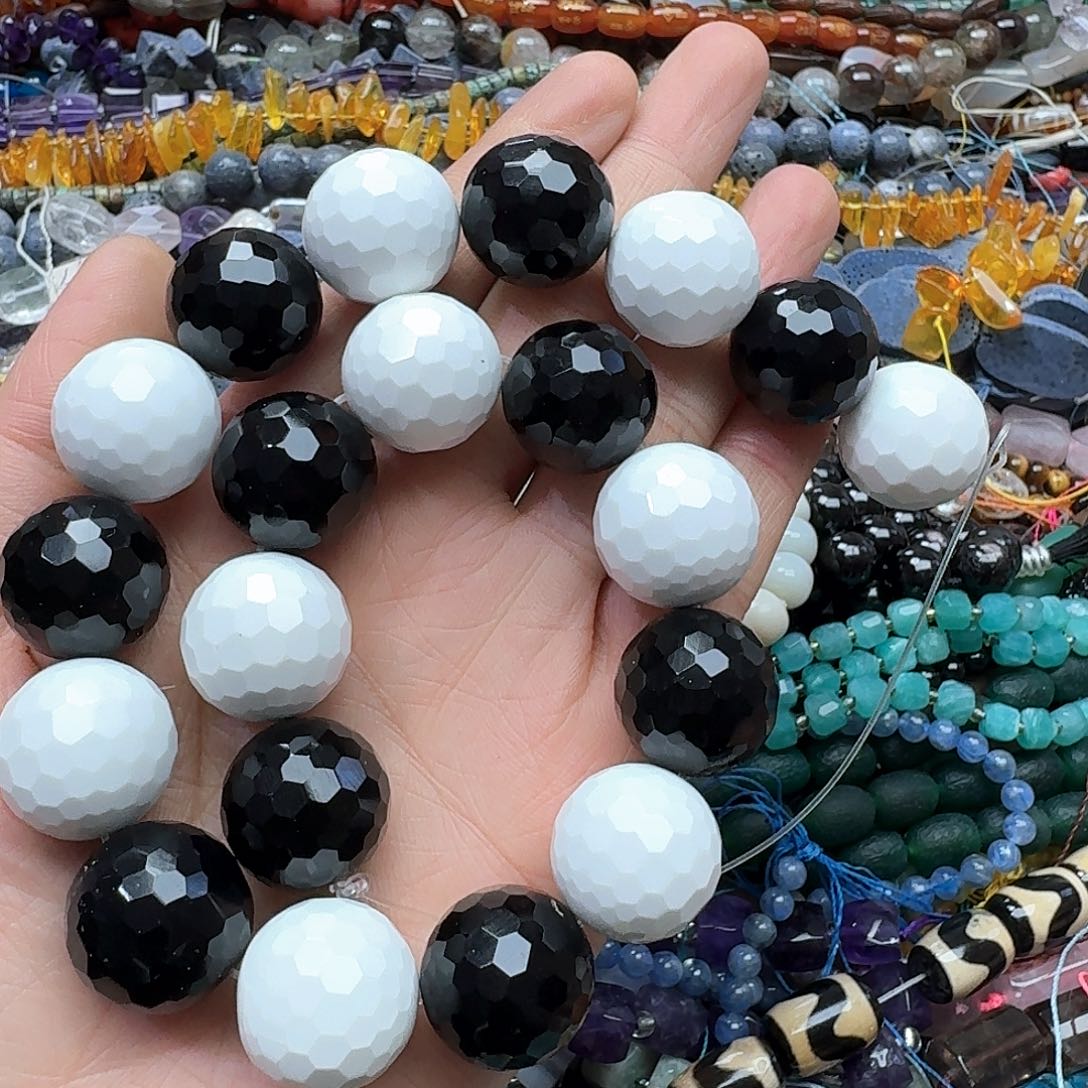 玛瑙/玉髓合金珠宝半成品一条2.0m黑白玛瑙