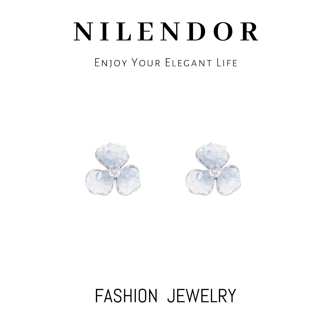 铜合金合成锆石耳饰 ES-498轻奢时尚高级感花朵甜美精致耳钉