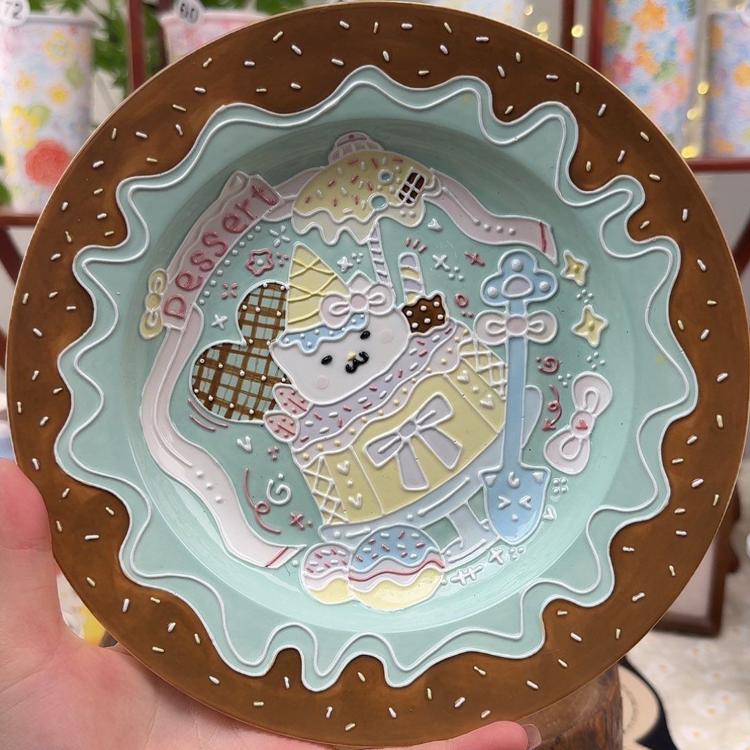 陶摆件景德镇手绘高温釉下彩37