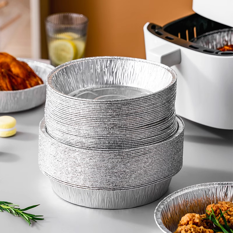 锡纸盘空气炸锅专用烤箱铝箔盘锡纸垫器烧烤盘锡箔盘披萨饼底托碗