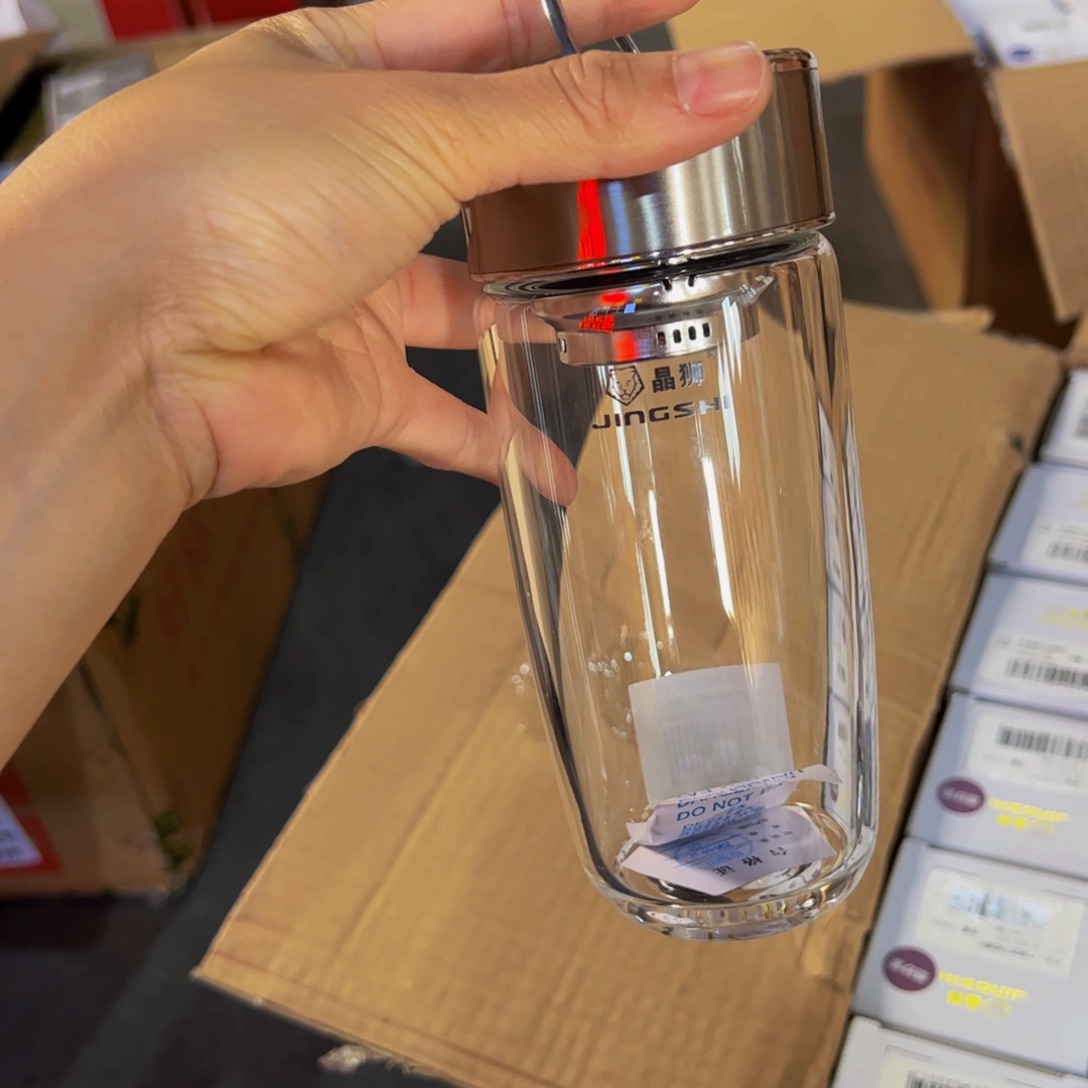 晶石单层烫手玻璃杯380玻璃杯➕杯套玻璃杯提环