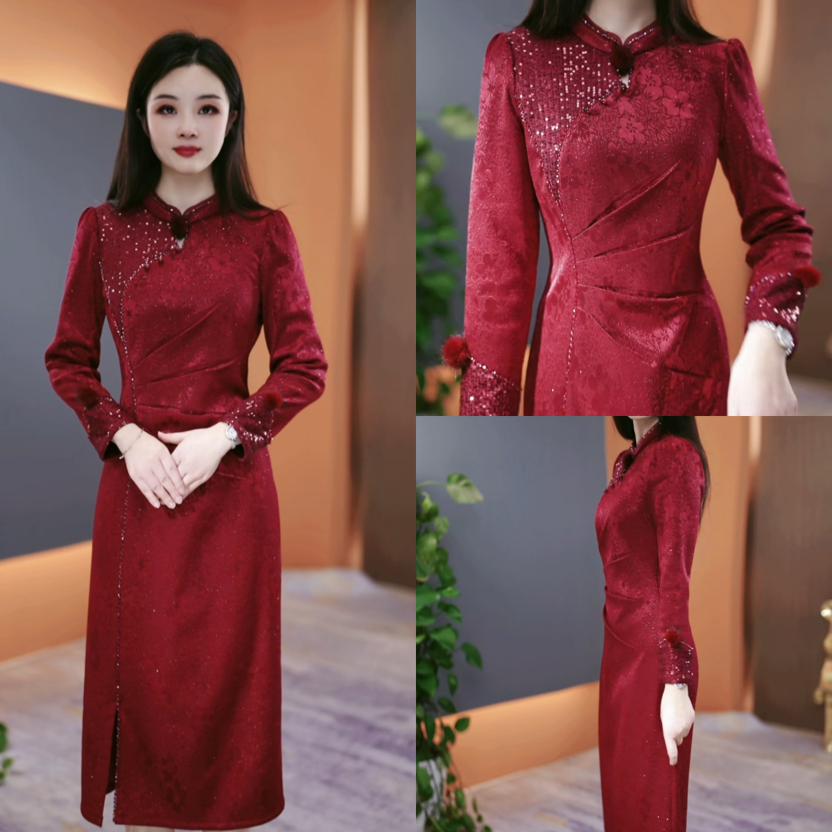 冬季加绒加厚连衣裙2025冬季气质韩版显瘦百搭收腰裙子YX25K3908