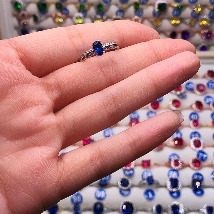 蓝宝石戒指银S925镶嵌11