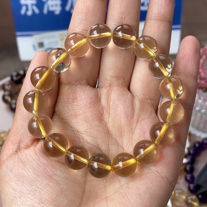 水晶手串未镶嵌纯净体黄水晶