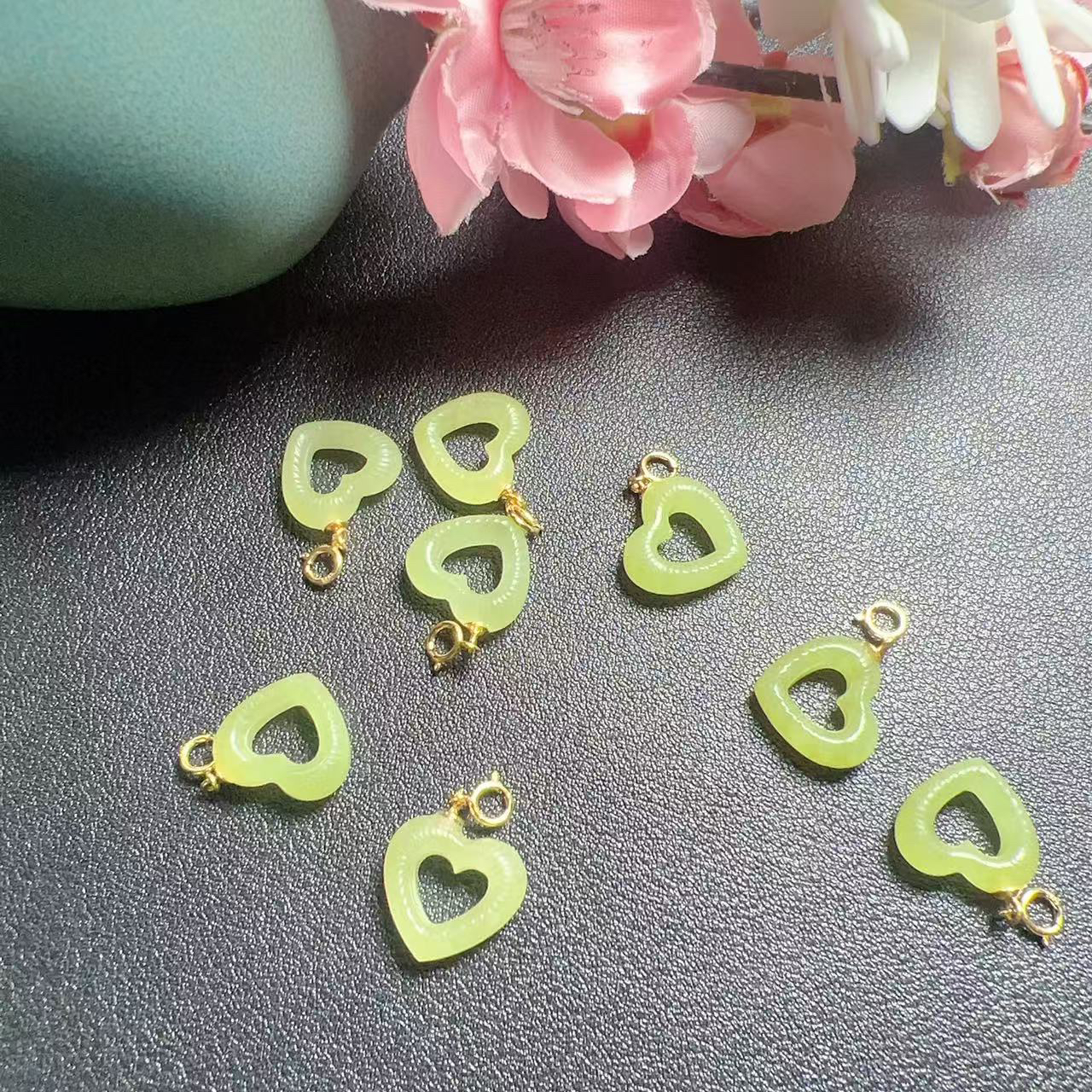 和田玉黄口S925爱心吊坠 GLJ 070507（多样性发其一）