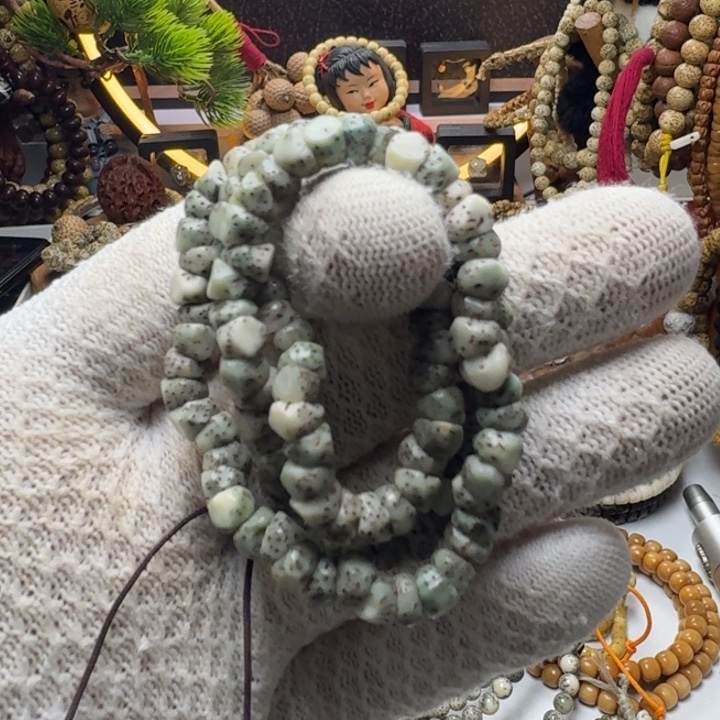 手串星月菩提4号车尺寸7石玉玛尼墩108