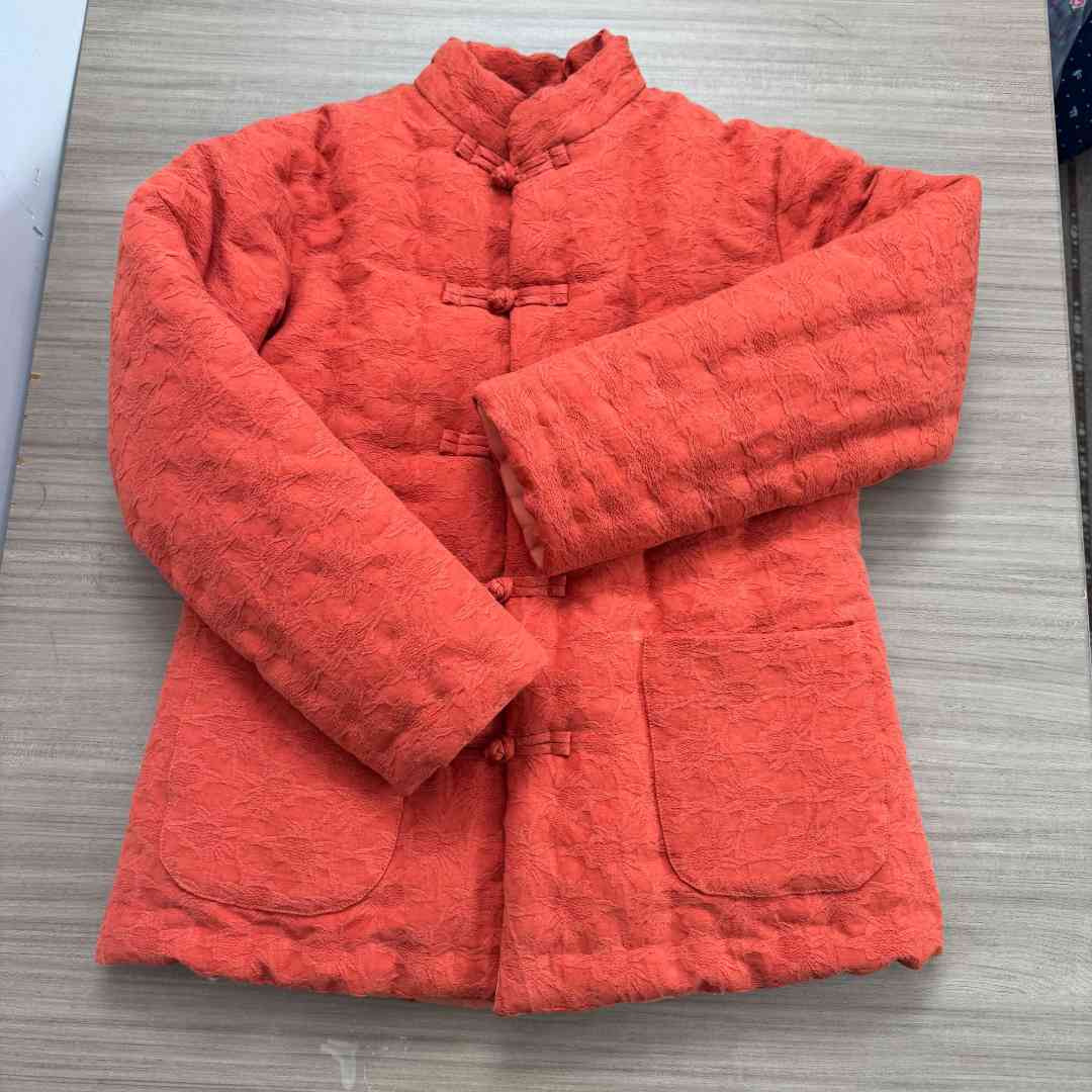 纯棉橙色太阳花提花纯棉花棉服冬季外套棉衣女款冬天中长短款棉袄