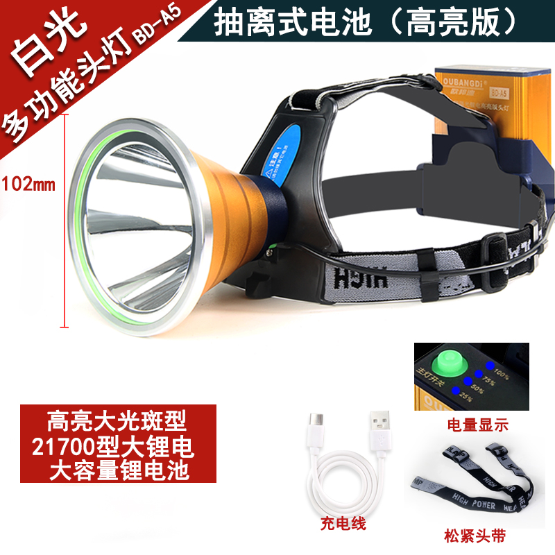 头灯强光超亮充电头戴式手电筒大功率户外矿灯分体式高亮矿用