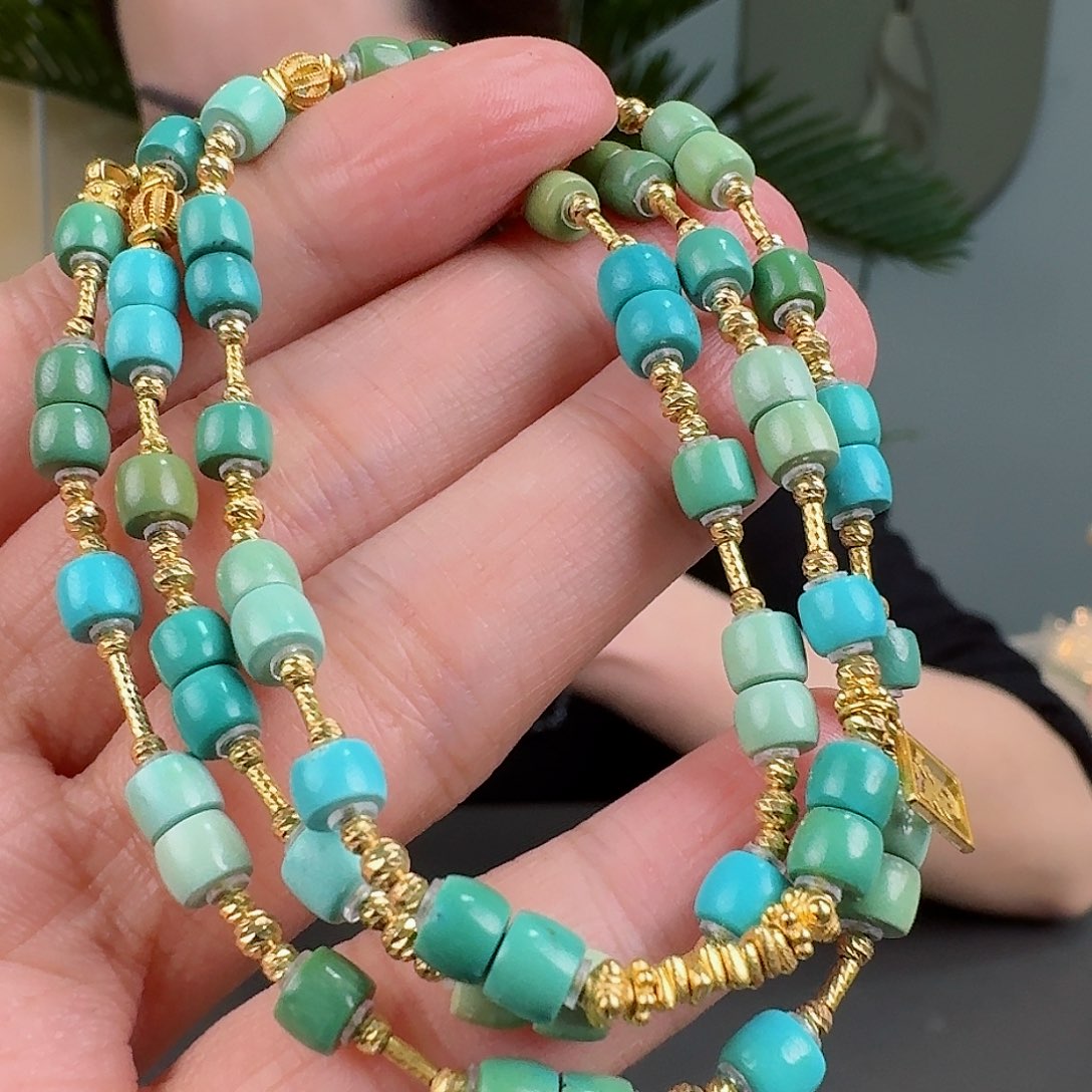 绿松石珠宝奇石18K金镶嵌